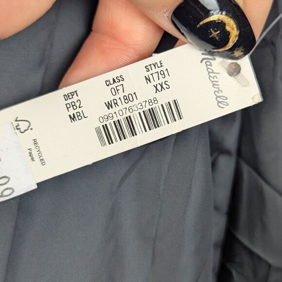 Madewell | Black Quilted Bomber Puffer Jacket Size XXS - Picture 7 of 8